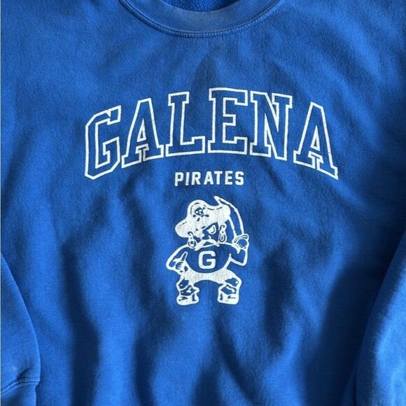 Y2K vintage Galena Pirates Illinois Blue Crewneck Graphic Sweatshirt Large - Picture 4 of 9